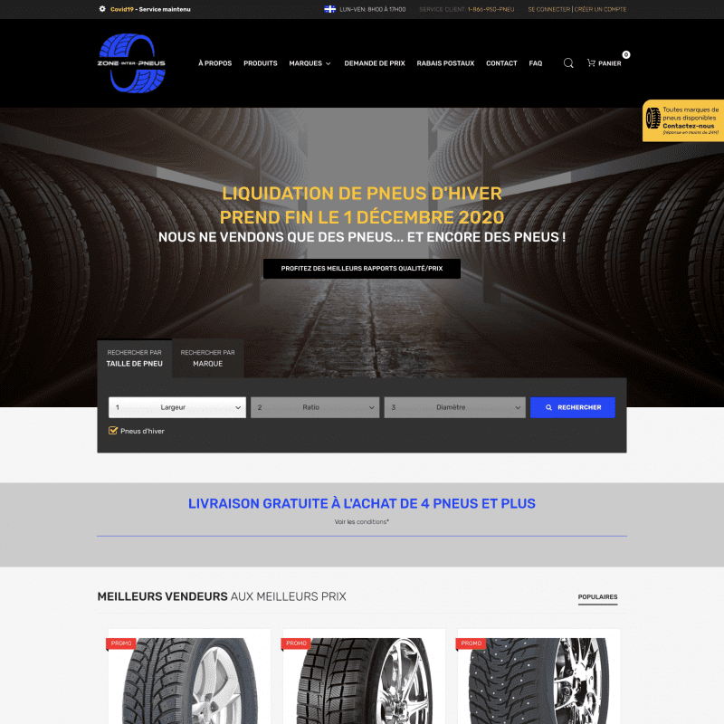 Experts de boutiques Shopify - La Fabrique Shopify Montréal zoneinterpneus.ca 1 e1604877218875
