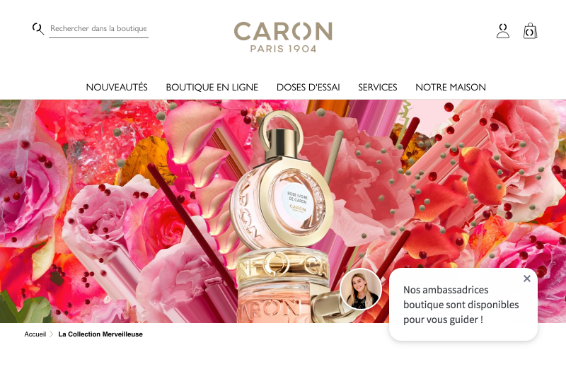 Experts de boutiques Shopify - La Fabrique Shopify Montréal www.parfumscaron.com collections la collection merveilleuse e1631281345844