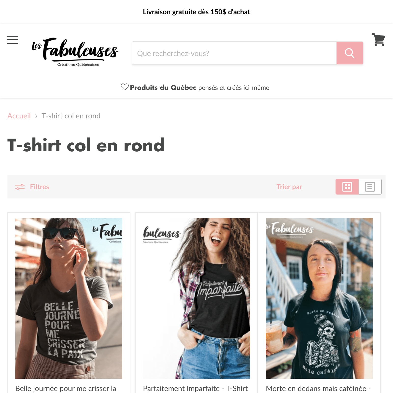 Experts de boutiques Shopify - La Fabrique Shopify Montréal les fabuleuses creations quebecoises.myshopify.com collections t shirt