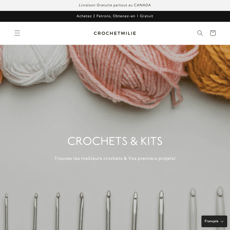 Experts de boutiques Shopify - La Fabrique Shopify Montréal crochetmilie.com fr pages crochet hooks kits e1657631245442