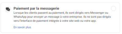 Magasinage en ligne - option de paiement par messagerie