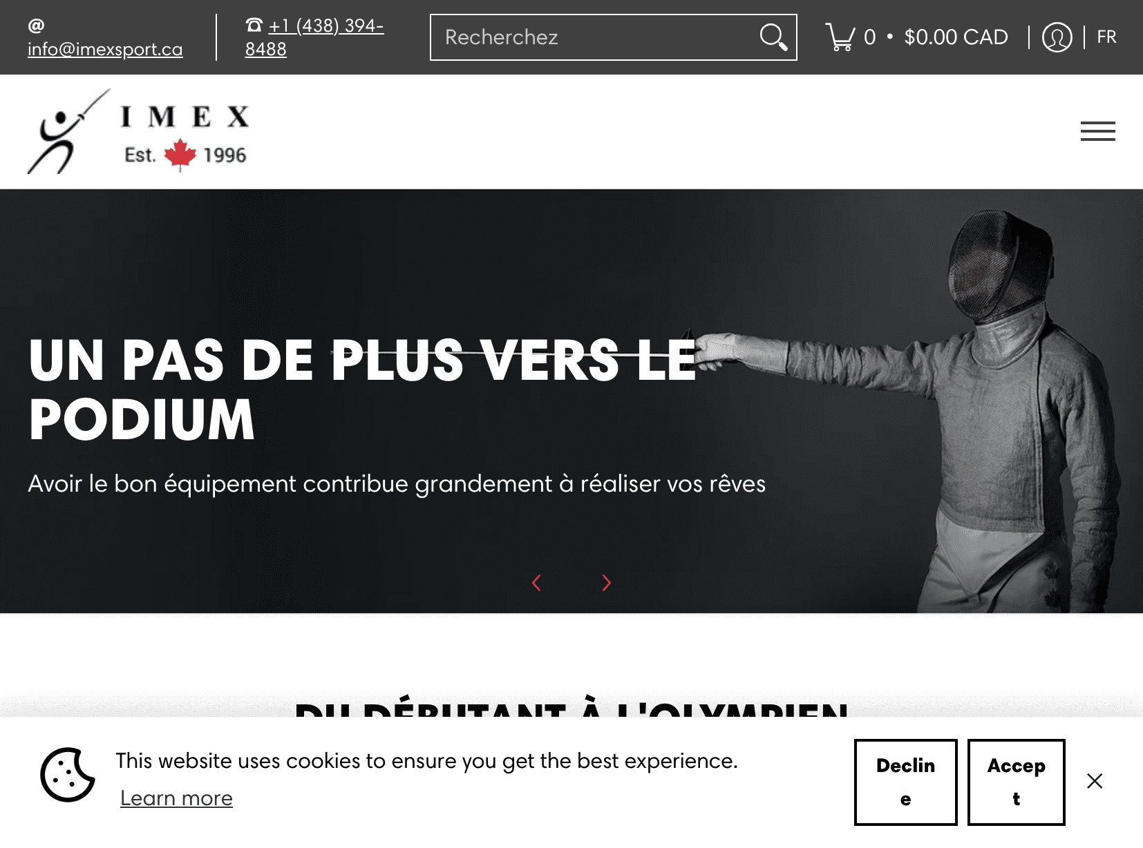 Experts de boutiques Shopify - La Fabrique Shopify Montréal imexsport.ca fr