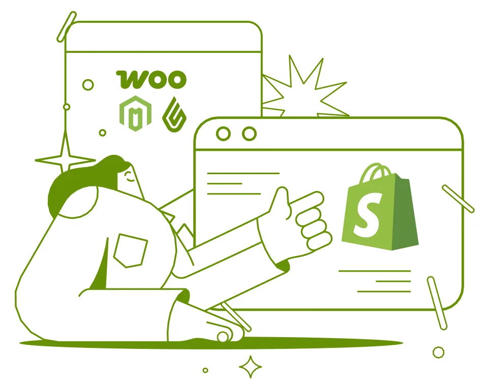 Illustration Woo Magento Lightspeed To Shopify 2x